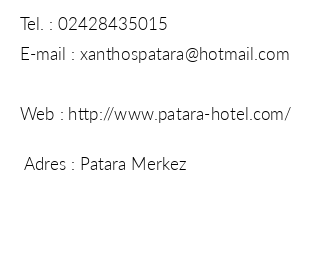 Hotel Xanthos Patara iletiim bilgileri